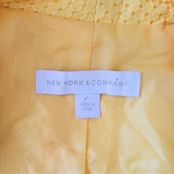 New York & Company Single Button Eyelet Lace Blazer - Yellow - Picture 8 of 9